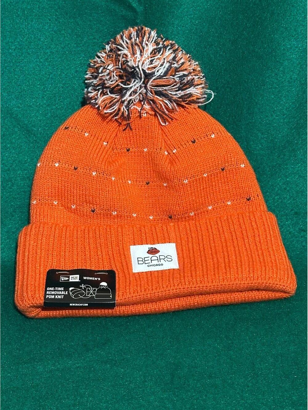 Chicago Bears Throwback Patch Orange Spotted Woman's Knit Beanie MSRP $31.99